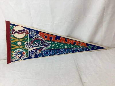 1992 World Series Pennant Toronto Blue Jays vs Atlanta Braves Duel Team Logo - Image 1 of 4