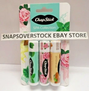 COLECCIÓN DE SPA CHAPSTICK DE 3 PIEZAS CON TÉ COMO NUEVO, AGUA DE ROSAS Y SABORES DE ACEITE DE ALMENDRAS, NUEVO - Imagen 1 de 5