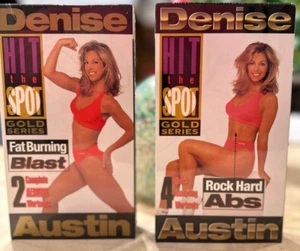 Denise Austin Hit the Spot Gold Series Lot 2 VHS Fat Burning Blast Rock Hard Abs - Picture 1 of 4