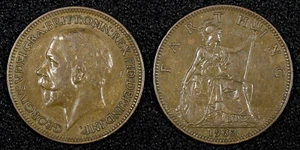 Great Britain George V (1910-1936) Bronze 1933 Farthing ch.XF KM# 825 (26 805) - Picture 1 of 3