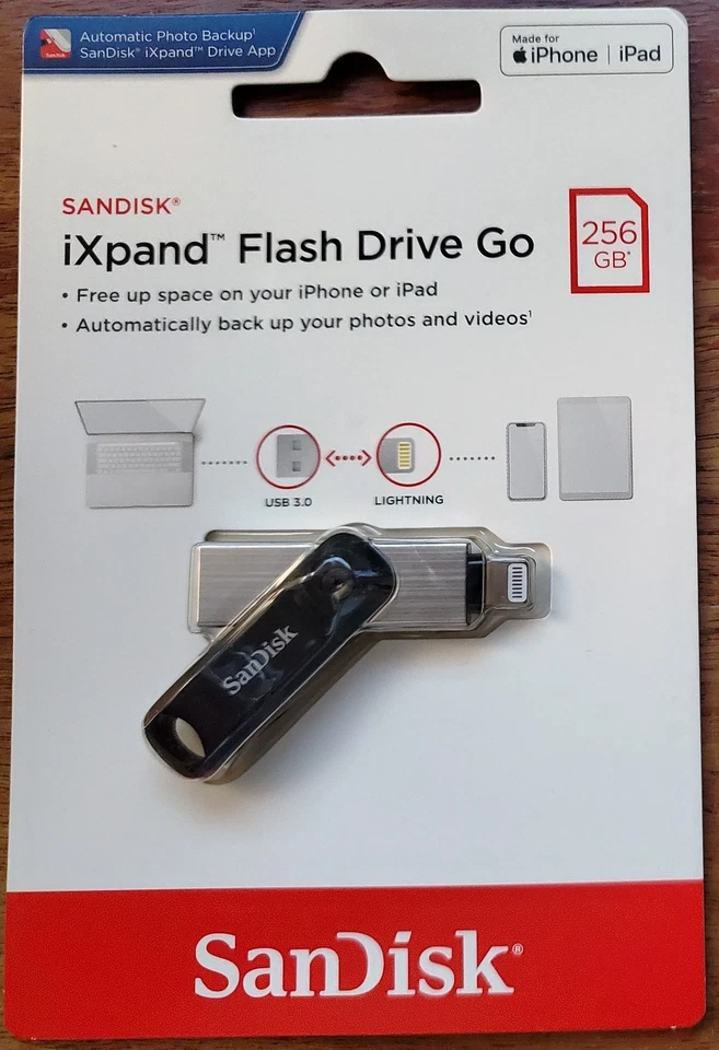 New! Sealed! SanDisk 256GB iXpand Flash Drive Go USB to Lightning - NY Shipper! - Image 1 of 1
