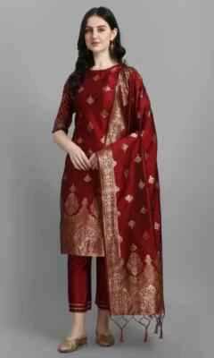 Conjunto de calça indiana feminina Kurta Dupatta vestido de casamento paquistanês Salwar Kameez Kurti - Imagem 1 de 4