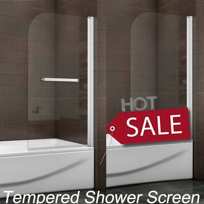 AICA New High Quality Single Pivot Shower Bath Screen Glass Panel 800x1400mm BA - Image 1 of 4