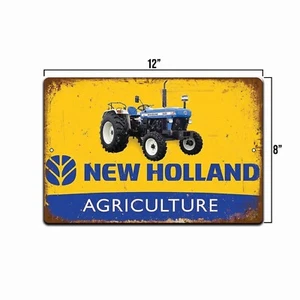 VINTAGE looking New Holland Tractor 8X12 Rustic METAL NOVELTY  SIGN - Picture 1 of 4