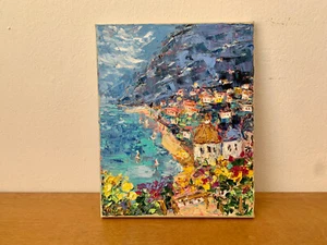 Positano Amalfi Meereslandschaft Ölgemälde auf Leinwand Blühende Küste Gemälde - Bild 1 von 8
