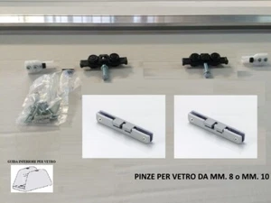 KIT SISTEMA SCORREVOLE CON BINARIO PER VETRO  PER PORTE SCORREVOLI MAX 150 KG - Foto 1 di 23