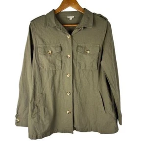 Hem & Thread M Cotton Green Utility Long Sleeve Shirt Military Outdoor Style - Picture 1 of 5