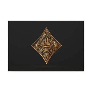 3D Gold Diamonds Playing Card Canvas Wall Art for Home Decor Ready-to-Hang - Picture 1 of 24
