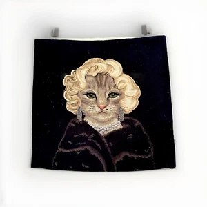 European Tapestry Cat Pillow Cover - Glamorous Feline Decor Accent - Picture 1 of 2