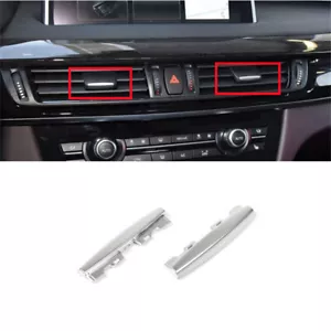 2pcs Silver ABS Car Front AC Air Vent Tab Clip Chrome Strip For BMW X5 X6 F15 - Picture 1 of 12