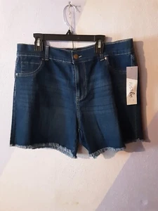Just Be.. Women's Size 3XL Denim Shorts Fringed Hem High Rise Back pockets Zip - Picture 1 of 5