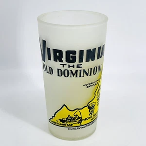 VTG MID-CENTURY HAZEL ATLAS STATE OF VIRGINIA FROSTED SOUVENIR GLASS MCM - Picture 1 of 9
