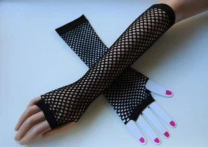 NETZHANDSCHUHE STULPEN - SCHWARZ - EINHEITSGRÖSSE - PARTY KARNEVAL - Bild 1 von 1