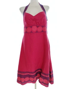 White stuff Size 12 (40) Pink Midi Summer Dress Linen 100% Sleeveless Embroider - Picture 1 of 5