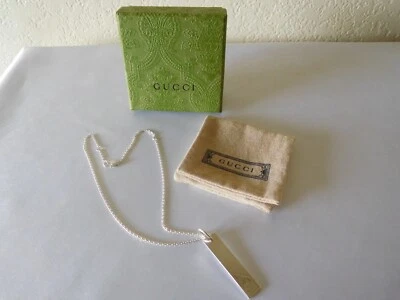 Nuevo Collar Colgante Barra Logo GUCCI ~ Plata de Ley Foto 1 de 4