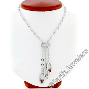 Statement 14k White Gold .76ctw Marquise Ruby Diamond Chandelier Dangle Necklace - Picture 1 of 7