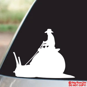 COWBOY GUY RIDING A SNAIL Vinyl Decal Sticker Car Window Wall Bumper Man JDM - Picture 1 of 6