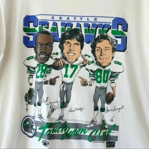 Seattle Seahawks Vintage 80s caricature T Shirt White Unisex Cotton Tee Cover