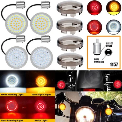 4PCS For Harley Street Glide Road King 1157 LED Turn Signal Front Rear Lights - Image 1 of 4