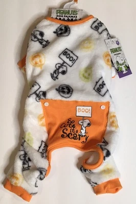 PEANUTS HALLOWEEN “So Cute It’s Scary” SNOOPY DOG PET PAJAMAS Fleece Sz S NWT - Image 1 of 3