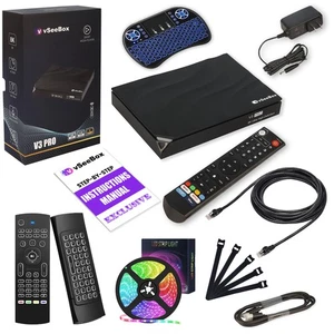 vSeeBox V3 Pro - Tira LED, Air Mouse, Teclado, Bridas, Cable Cat6, 4GB/64GB - Imagen 1 de 8