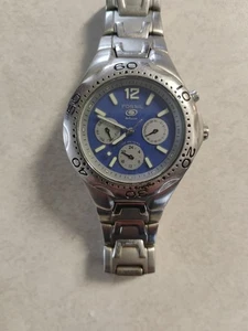 Fossil Blue Men's Watch BQ 9118 Blue Dial Silver Tone( Just Needs Battery) - Picture 1 of 4