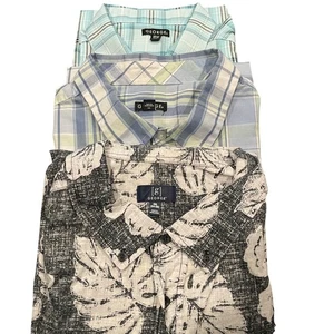Set of 3 George Men's 3XL Button Down Shirts Short Sleeve Hawaiian Plaid Stripe - Picture 1 of 23