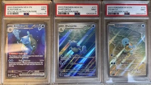 POKÉMON MEW EN SQUIRTLE WARTORTLE BLASTOISE 2023 ex gemma 💎 PSA 9 set - Foto 1 di 20