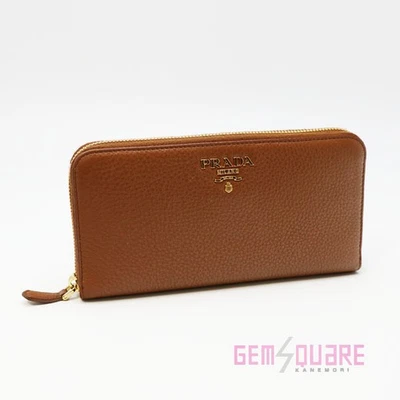 PRADA круглый молнии длинный бумажник коричневый бежевый б/у 1ML506 палевый магазин - Изображение 1 из 4