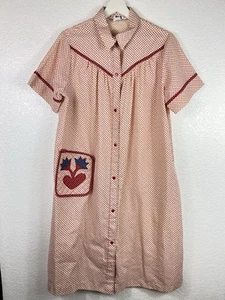 Tommies Vintage Hauskleid/Staubtuch Gr. M rot & weiß Topflappen Taschen Druckknöpfe - Bild 1 von 12
