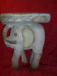 Carved Wooden Elephant Foot Stool - Picture 1 of 8