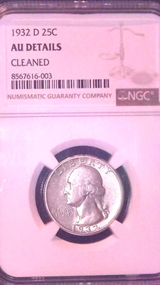1932-D WASHINGTON QUARTER 25C,NGC AU - Image 1 of 2