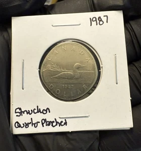 Error - Struck on Quarter Planchet 1987 $1 Dollar Canadian Loonie Coin Rare! - Picture 1 of 2