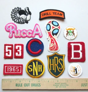 MIXED PATCH LOT FOR CRAFTS CLOTHING HANDBAGS HATS JACKET VEST ( 13 PATCHES ) - Picture 1 of 11
