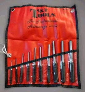 T&E TOOLS 10 Piezas Rollo Pin Punch Set No. J8910 con bolsa de almacenamiento de vinilo - Imagen 1 de 8