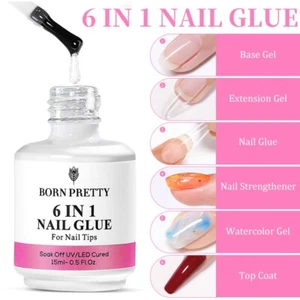 BORN PRETTY 6 IN 1 Nail Glue Gel Polish Soak off Base Top Coat Extension Gel AU - Picture 1 of 7