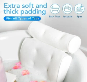 Cojín de almohada de baño de spa con 6 ventosas para soporte de respaldo para cuello cabeza hombro - Imagen 1 de 11