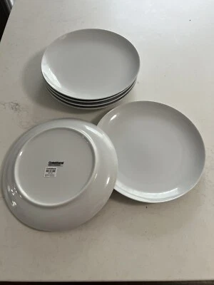 6 X Crate & Barrel Essential 8.5" White Porcelain Salad Plate - Image 1 of 4