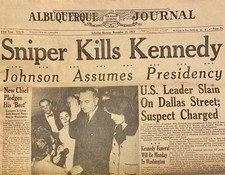 Albuquerque Journal Newspaper New Mexico John F Kennedy Assassination 1963 