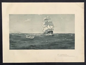 Sailing Ship Off Valparaiso by Somerscale 1902 original Photogravure print - Picture 1 of 4