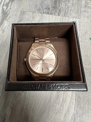 Reloj Michael Kors (MK3197) Slim Runway Mono Acero Inoxidable Tono Oro Rosa Foto 1 de 4