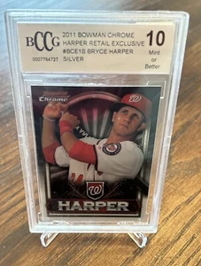 2011 Bowman Chrome vendita al dettaglio esclusive argento Bryce Harper RC Rookie BCCG 10 - Foto 1 di 2