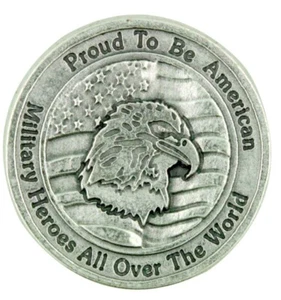 Proud to Be An American Pocket Token Military Protection Coin w/ Heroes Prayer - Picture 1 of 3