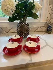 Pukka Home Red Modern Dishwasher Safe Kitchen Royal Style Cup & Saucer Set - Picture 1 of 6