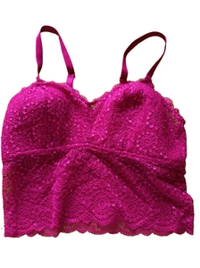 Bralette de encaje TU UK 12 rosa fucsia acolchado Longline - Imagen 1 de 3
