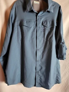 Columbia long sleeve Vented Shirt men's L large Omni-Shade pockets blue - Picture 1 of 11