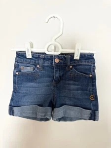 Celebrity Pink Girls Roll Cuff Denim Jean Shorts Size 7 Medium Blue Pockets - Picture 1 of 10