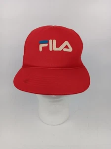 Fila Spell Out Trucker SnapBack Hat/Cap Mesh Back Foam Red Rope Vintage 90s  - Picture 1 of 13