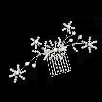 Peine de pelo tiara con estrás de cristal perla de agua dulce boda nupcial FC016 Foto 1 de 4