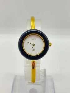 [Exc+5] GUCCI 11/12 Change Bezel Watch White Dial metal Black Used Working - Picture 1 of 17